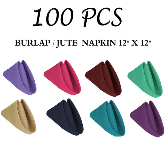 Pack of 100 - Burlap Napkins 12