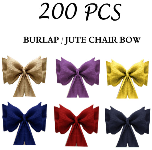 Pack of 200 - Burlap Chair Sash/Bow Multi Color