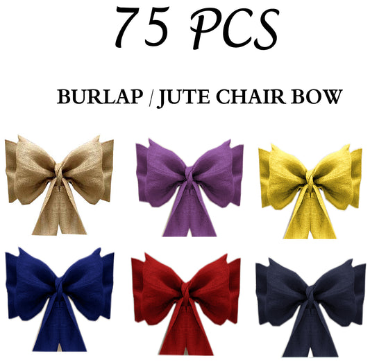 Pack of 75 - Burlap Chair Sash/Bow Multi Color