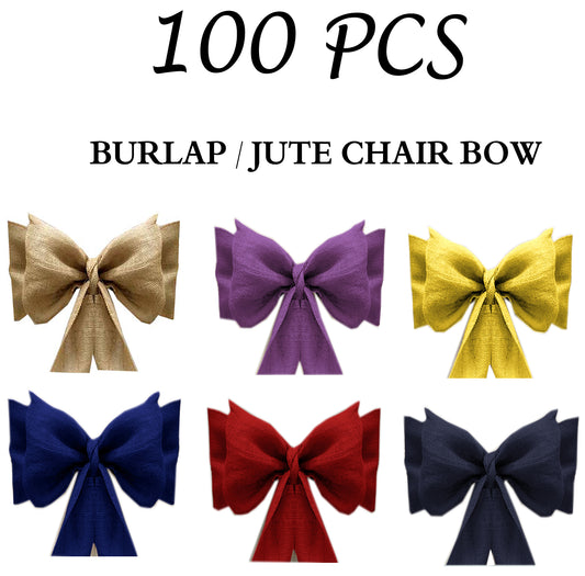 Pack of 100 - Burlap Chair Sash/Bow Multi Color